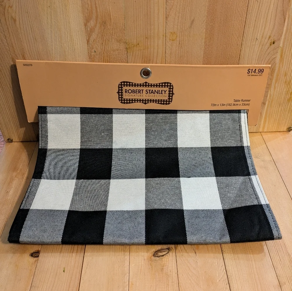 Black and White Checkered Table Runner